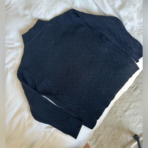 Barbour Men’s Chunky Aaron Button Navy Cable Knit Wool Sweater - Picture 8 of 8